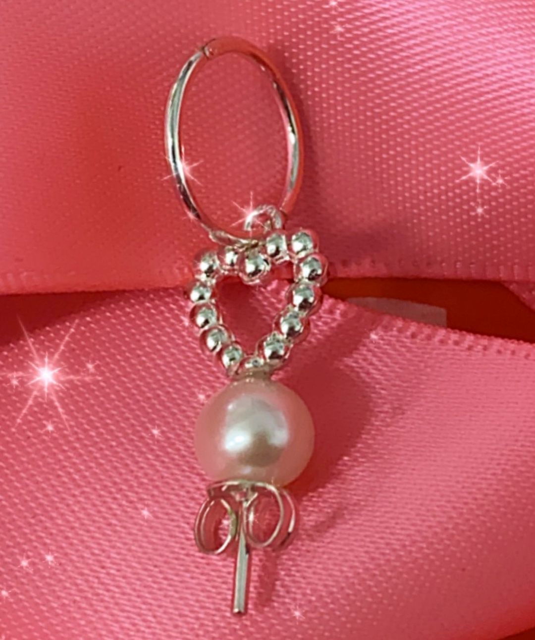 Pearl Heart Earring - Silver