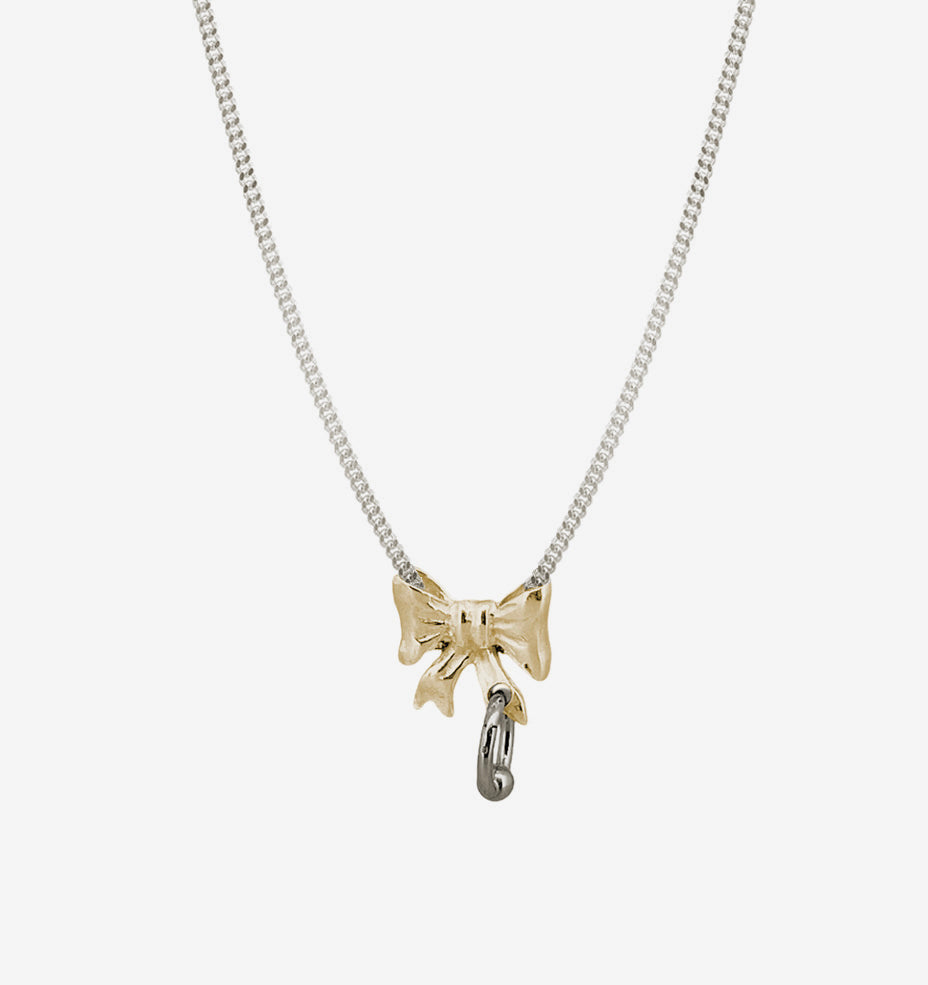 Pierced Baby Bow Necklace - Gold Plated