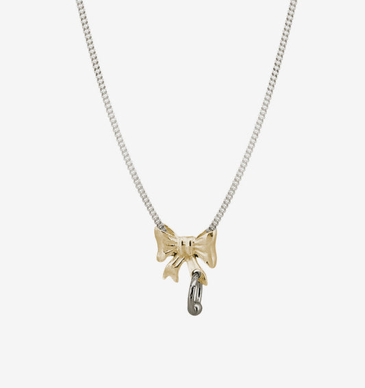 Pierced Baby Bow Necklace - Gold Plated