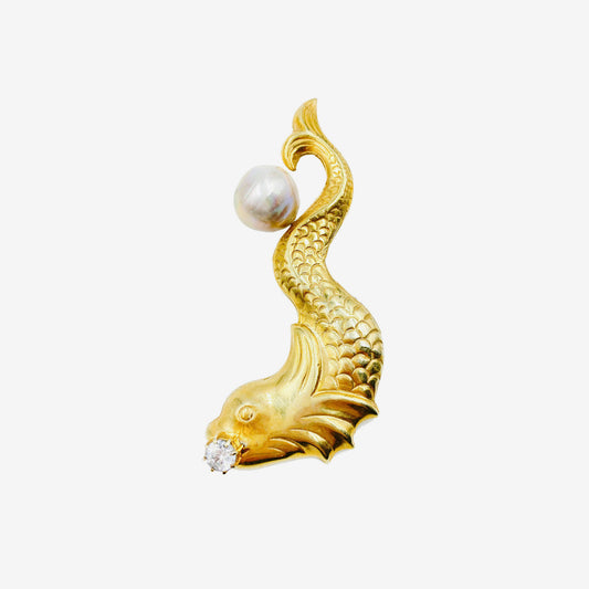 Golden Carp Earring