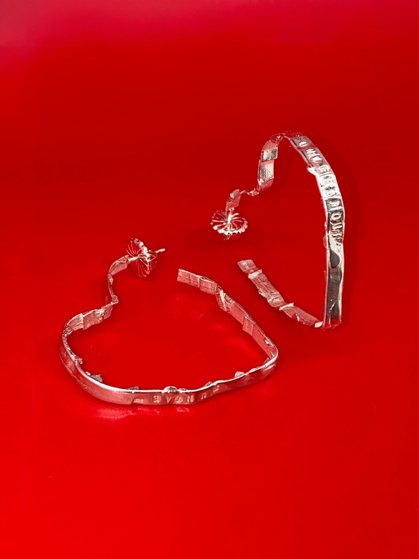 Milk Bottle Heart Hoops - Silver- Wholesale