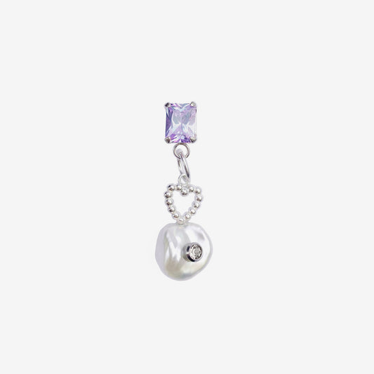 Polly Pearl Earring - Purple- Wholesale