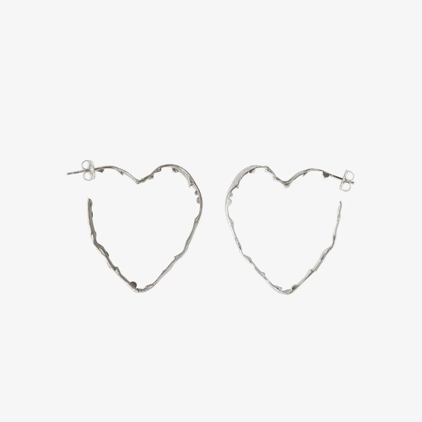 Milk Bottle Heart Hoops - Silver- Wholesale