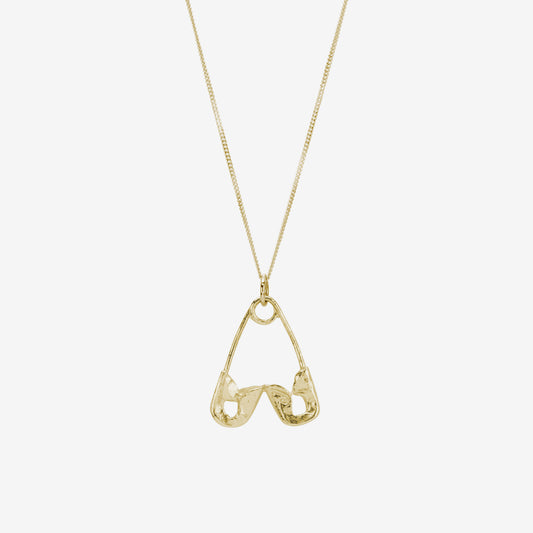 Safetypin Heart Necklace - Gold