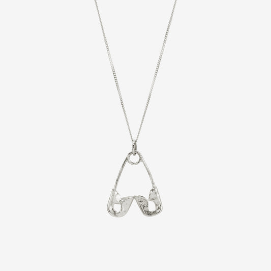 Safetypin Heart Necklace - Silver