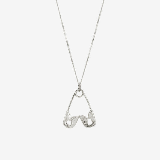 Safetypin Heart Necklace - Silver- Wholesale